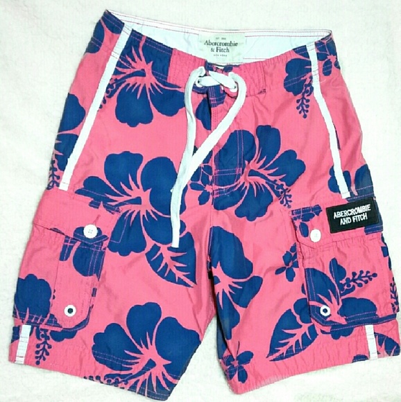 gold hibiscus print swim shorts